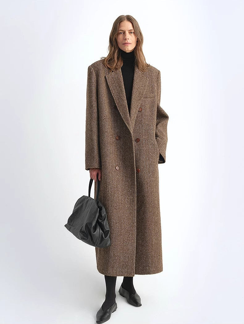 FIRELADY FUR | Women's Italian Wool Herringbone Long Coat