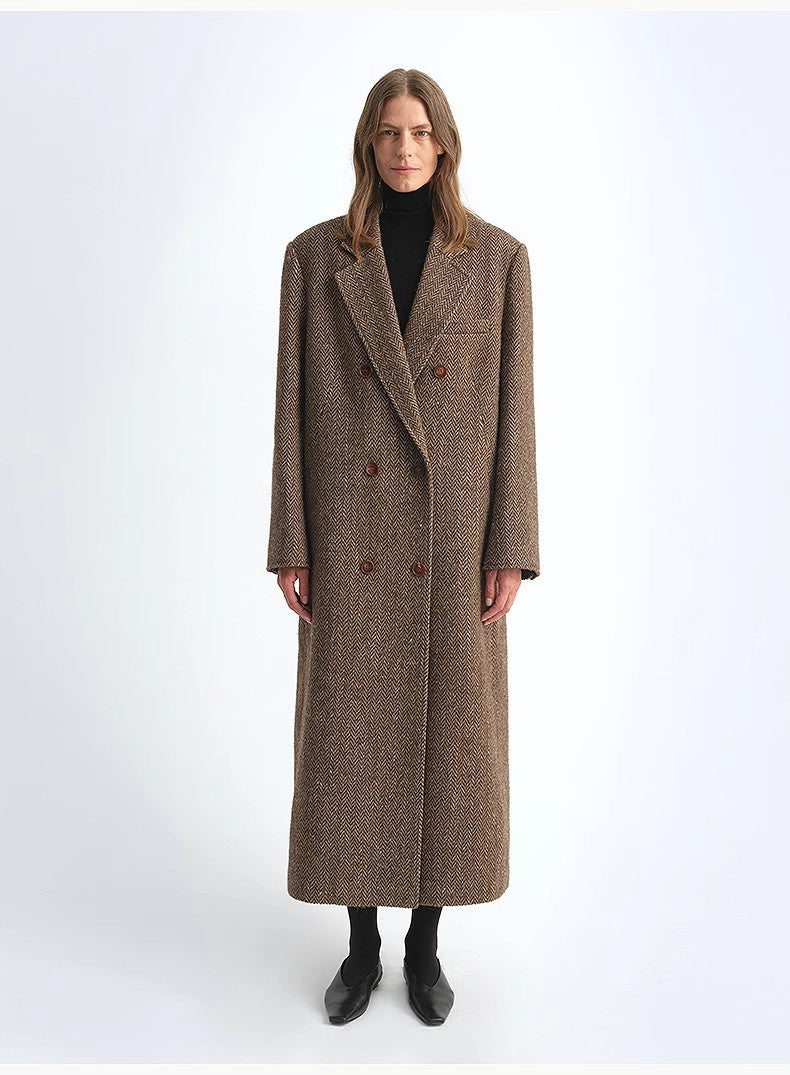 FIRELADY FUR | Women's Italian Wool Herringbone Long Coat