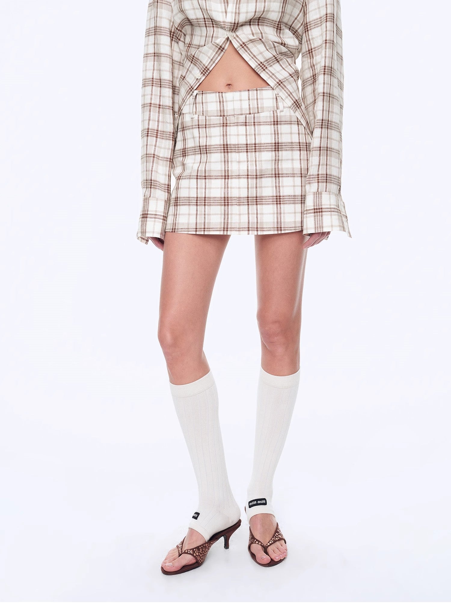 FIRELADY FUR | Women's Plaid Linen Two-Piece Set