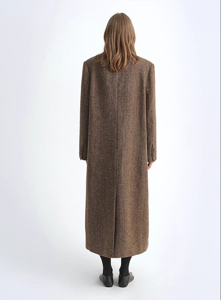 FIRELADY FUR | Women's Italian Wool Herringbone Long Coat
