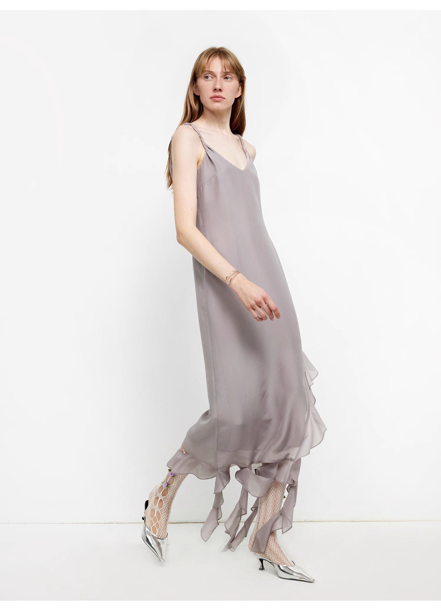 FIRELADY FUR | Women's Organic Acetate & Mulberry Silk Blend V-Neck Dress