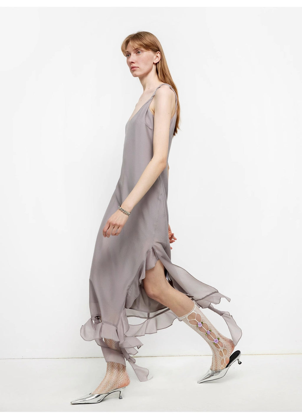 FIRELADY FUR | Women's Organic Acetate & Mulberry Silk Blend V-Neck Dress