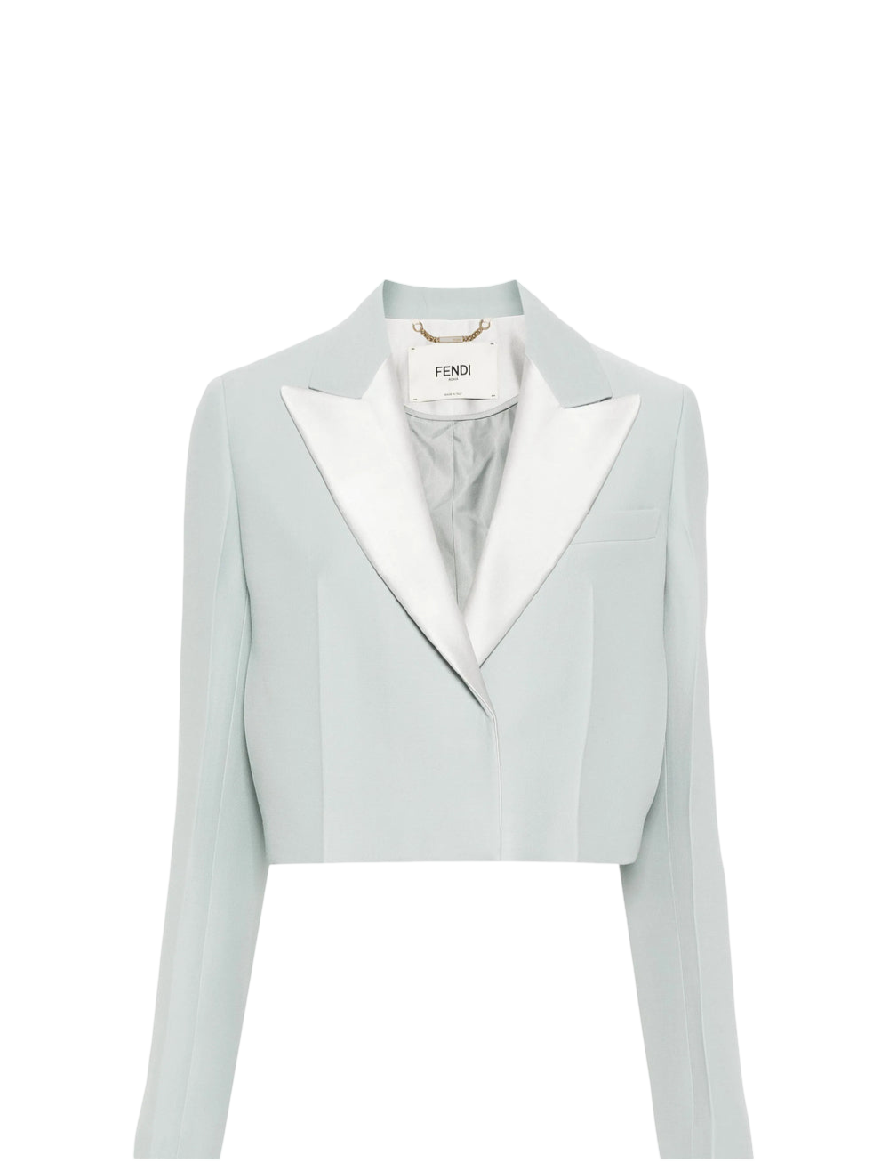 Fendi | Women's Cropped Blue Silk & Wool Blazer