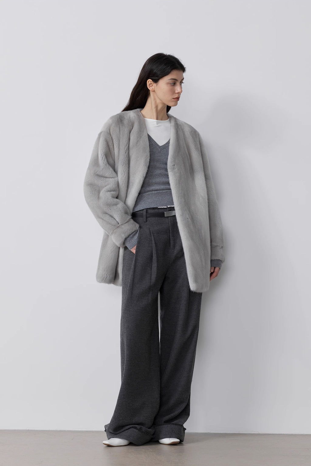 Women's Wool Blend Wide Leg Pants | Modern Scimitar