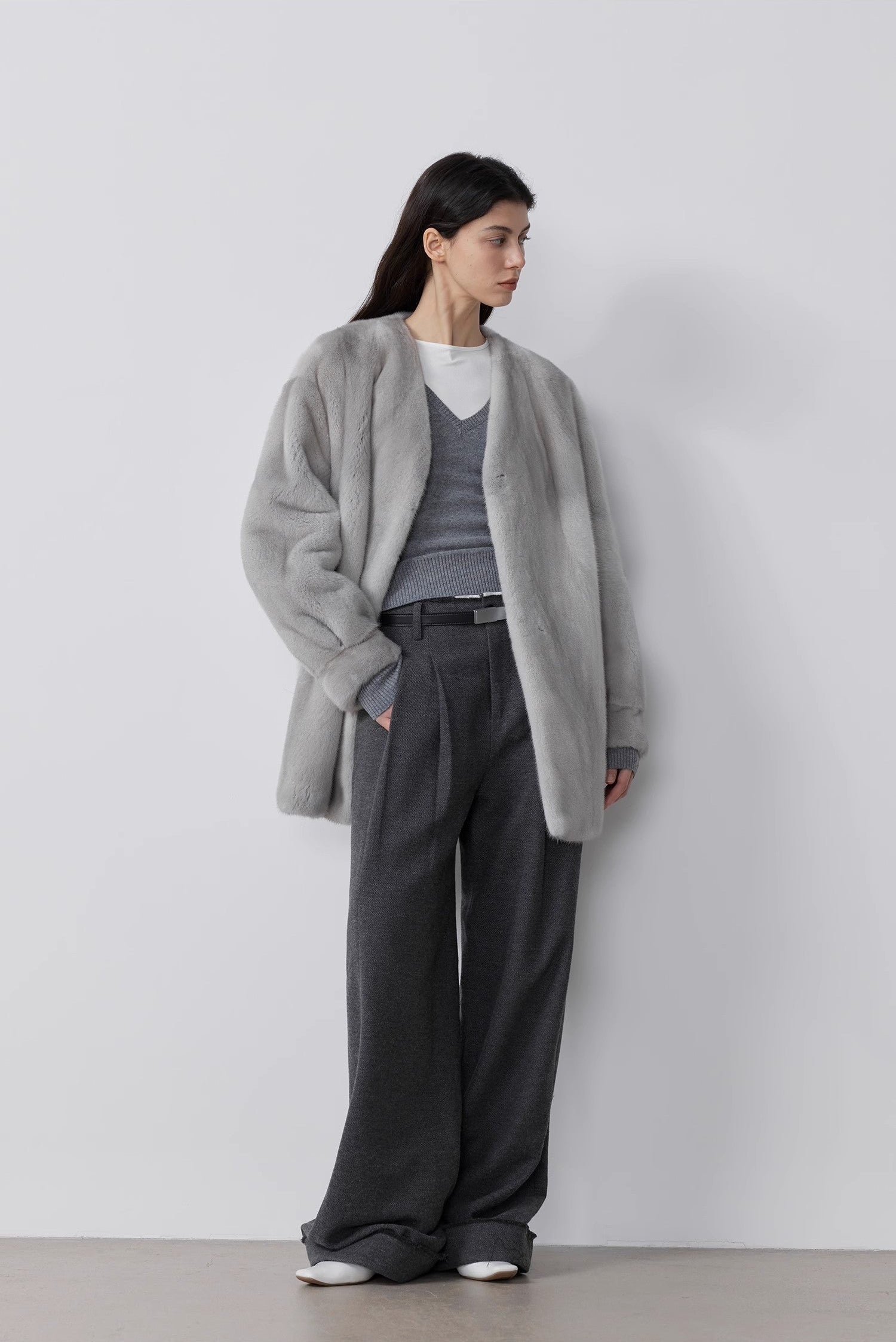 Women's Wool Blend Wide Leg Pants | Modern Scimitar