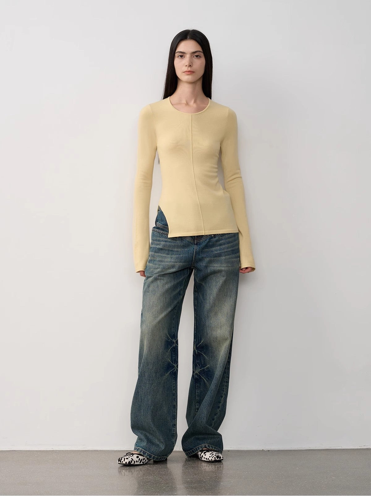 FIRELADY FUR | Women's Vintage Heavy Wash Marble Dye Straight-Leg Jeans