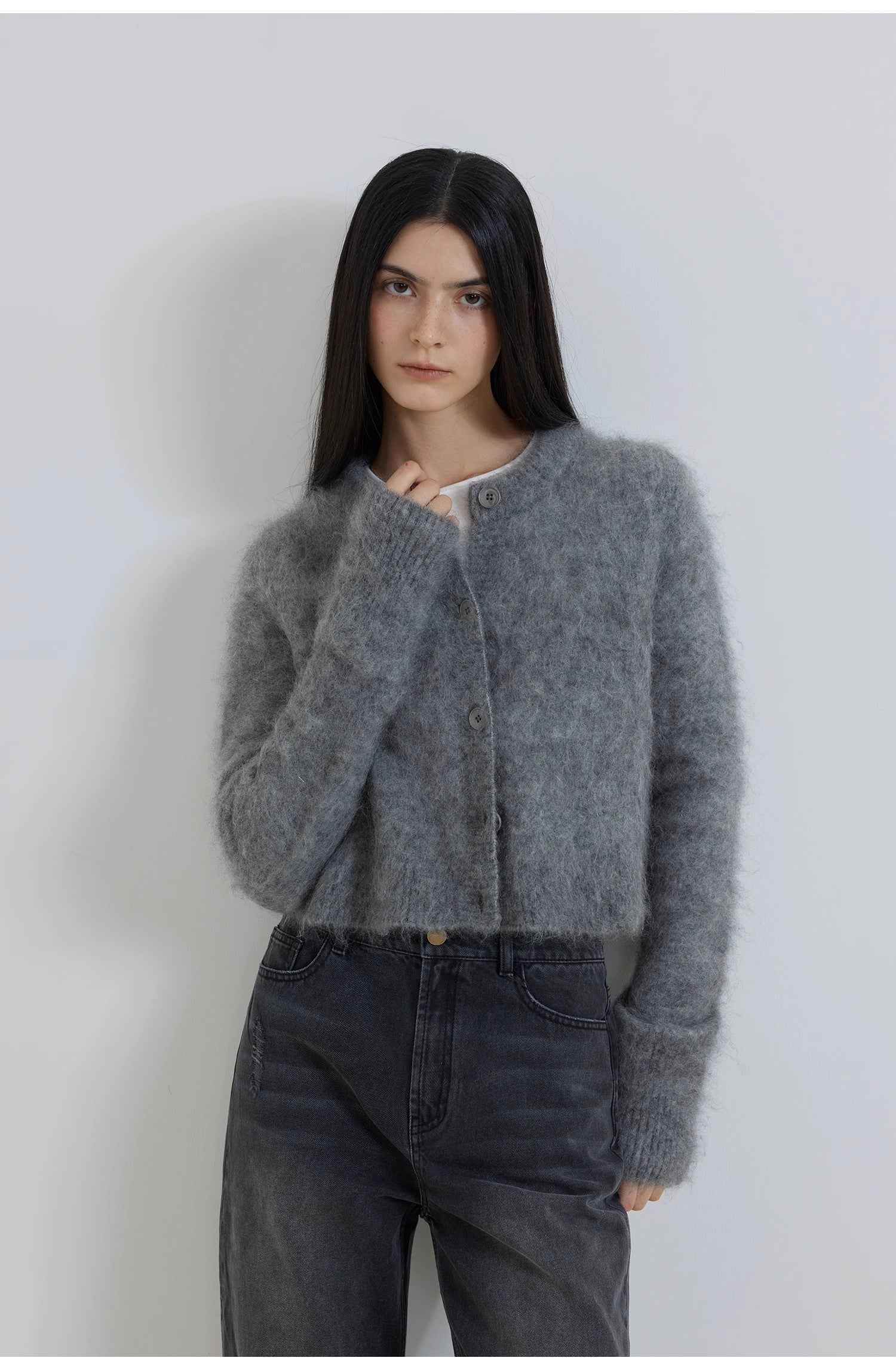 PREMIUM STYLE CO. LTD. | Women's Mohair Blend Knit Cardigan