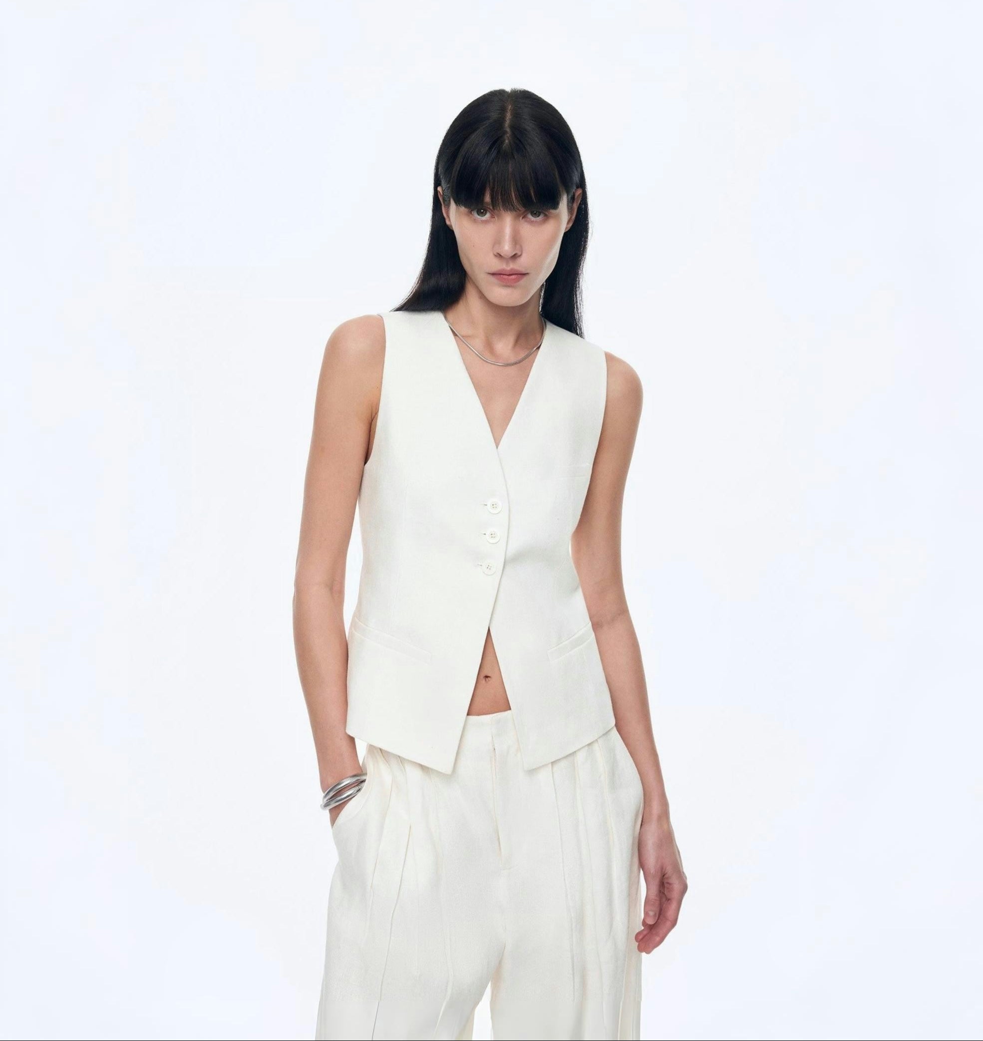 PREMIUM STYLE CO. LTD. | Women's Linen Vest & Trousers Suit Set