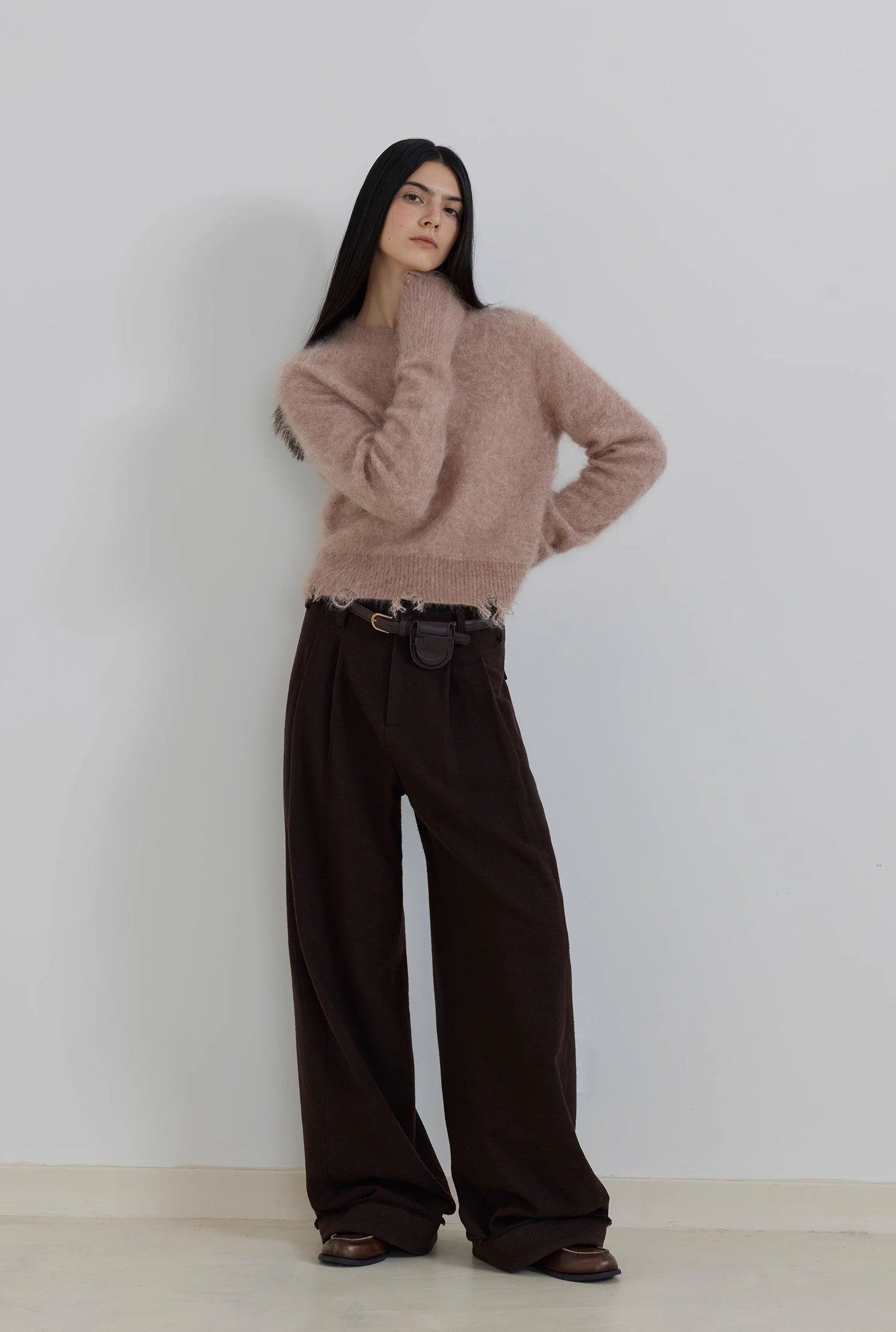Women's Wool Blend Wide Leg Pants | Modern Scimitar