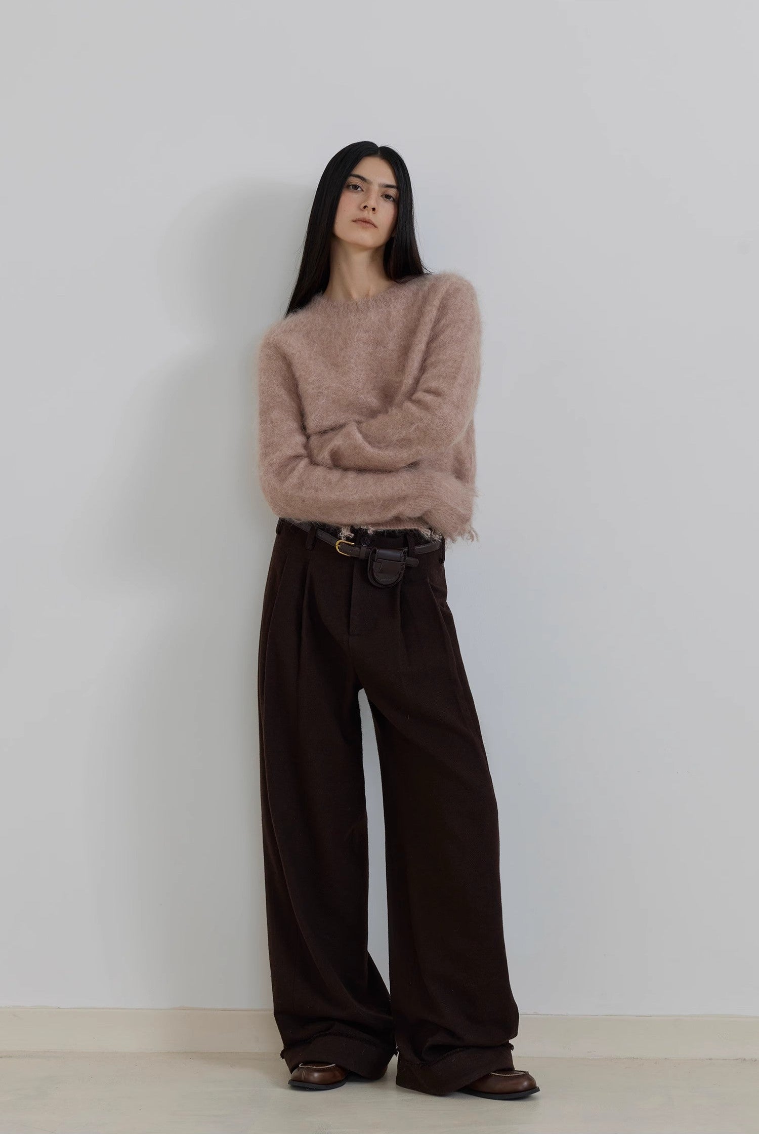 Women's Wool Blend Wide Leg Pants | Modern Scimitar