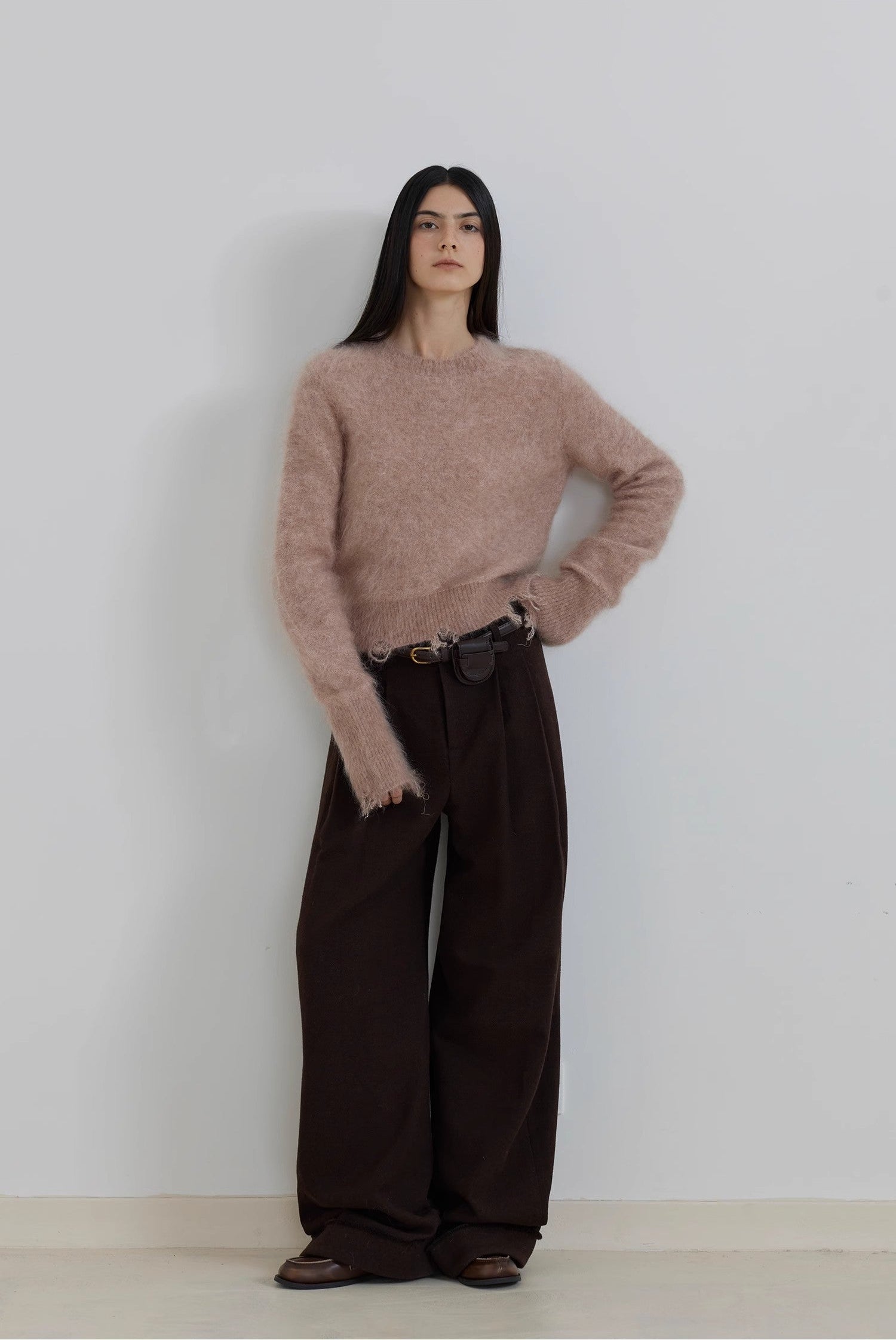Women's Wool Blend Wide Leg Pants | Modern Scimitar