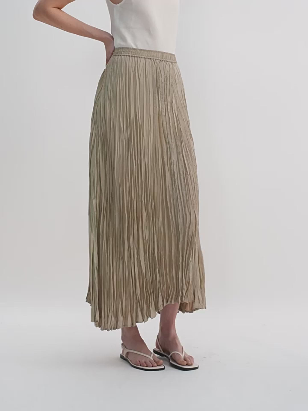 PREMIUM STYLE CO. LTD. | Mulberry Silk Pleated Irregular Hem Skirt