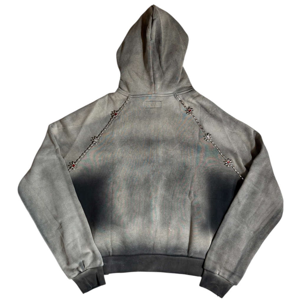 BRAINWASHED | Grey Sunflower Zip Up Hoodie