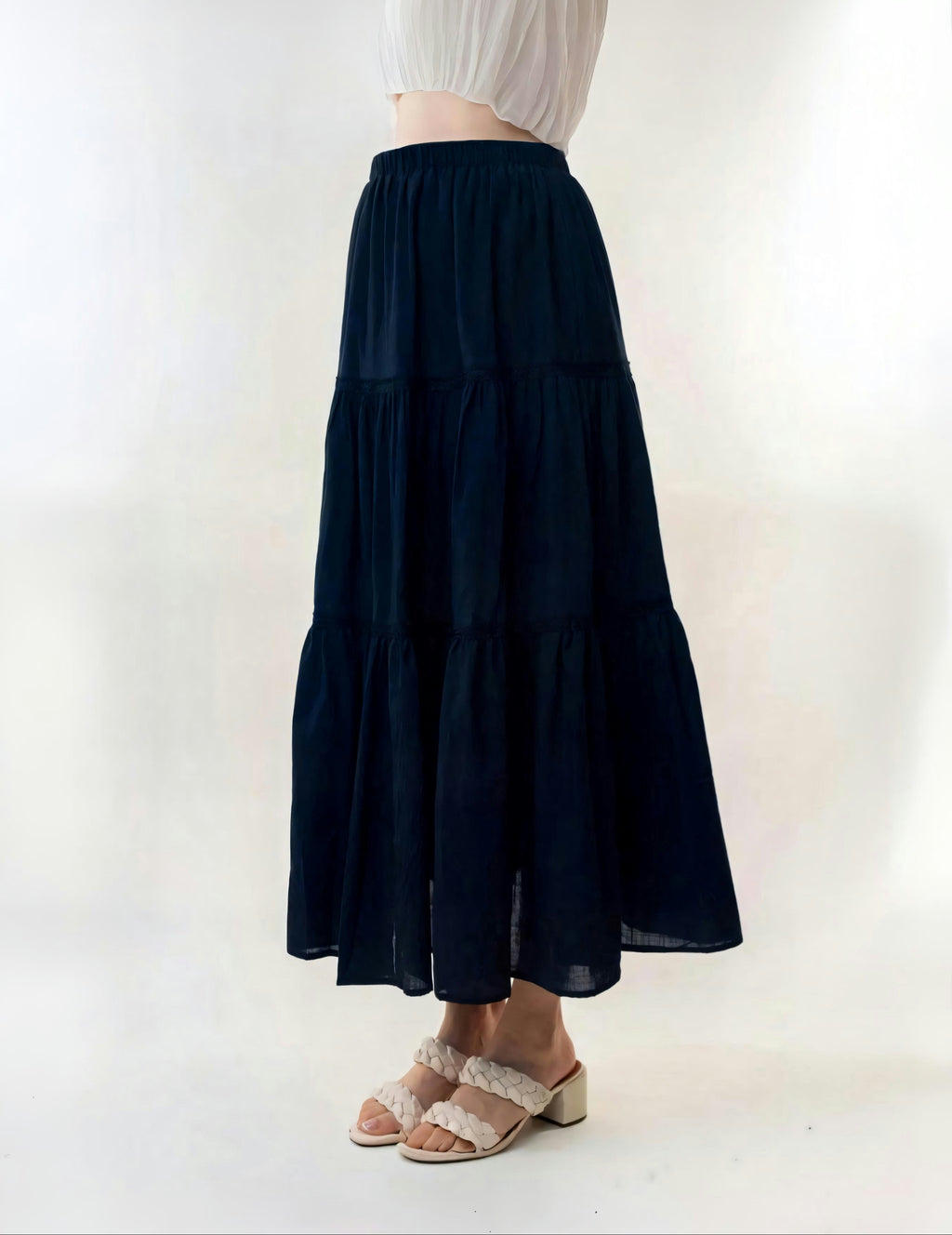 Women's Cotton Maxi Skirt | Tiered