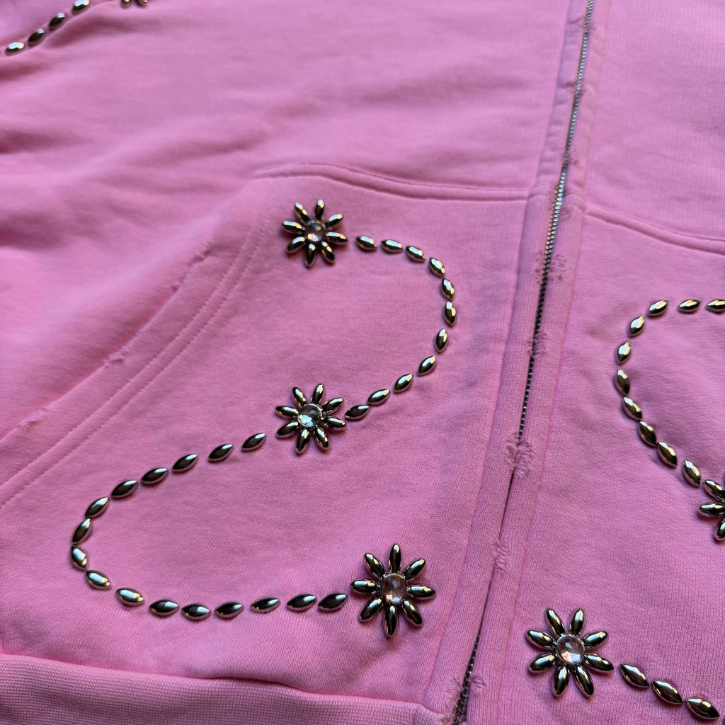 BRAINWASHED | Pink Sunflower Zip Up Hoodie