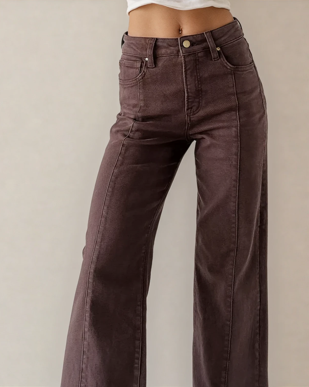 Indie & Co. | Elsie Seamed Wide Leg Crop Jeans in Red Sandalwood