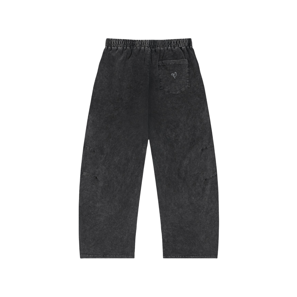 Gallo Jean | Black Snow Wash Drawstring Cotton Pants
