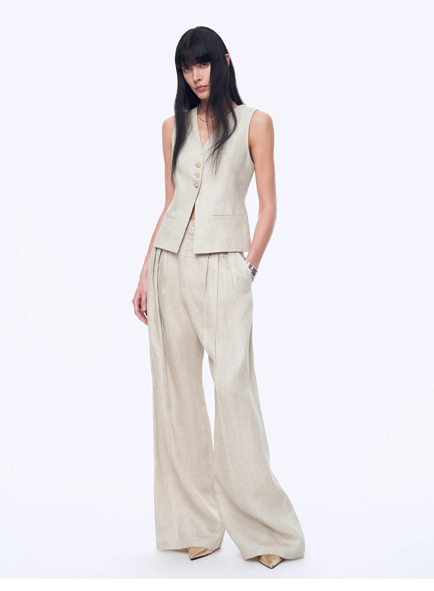 PREMIUM STYLE CO. LTD. | Women's Linen Vest & Trousers Suit Set