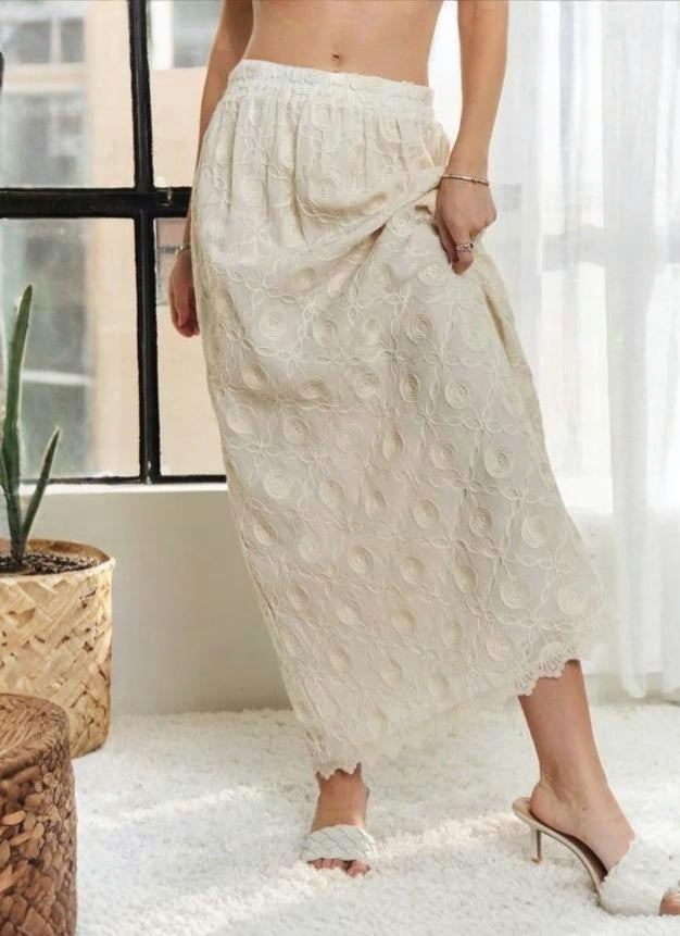 Women's Cotton Maxi Skirt | Embroidered
