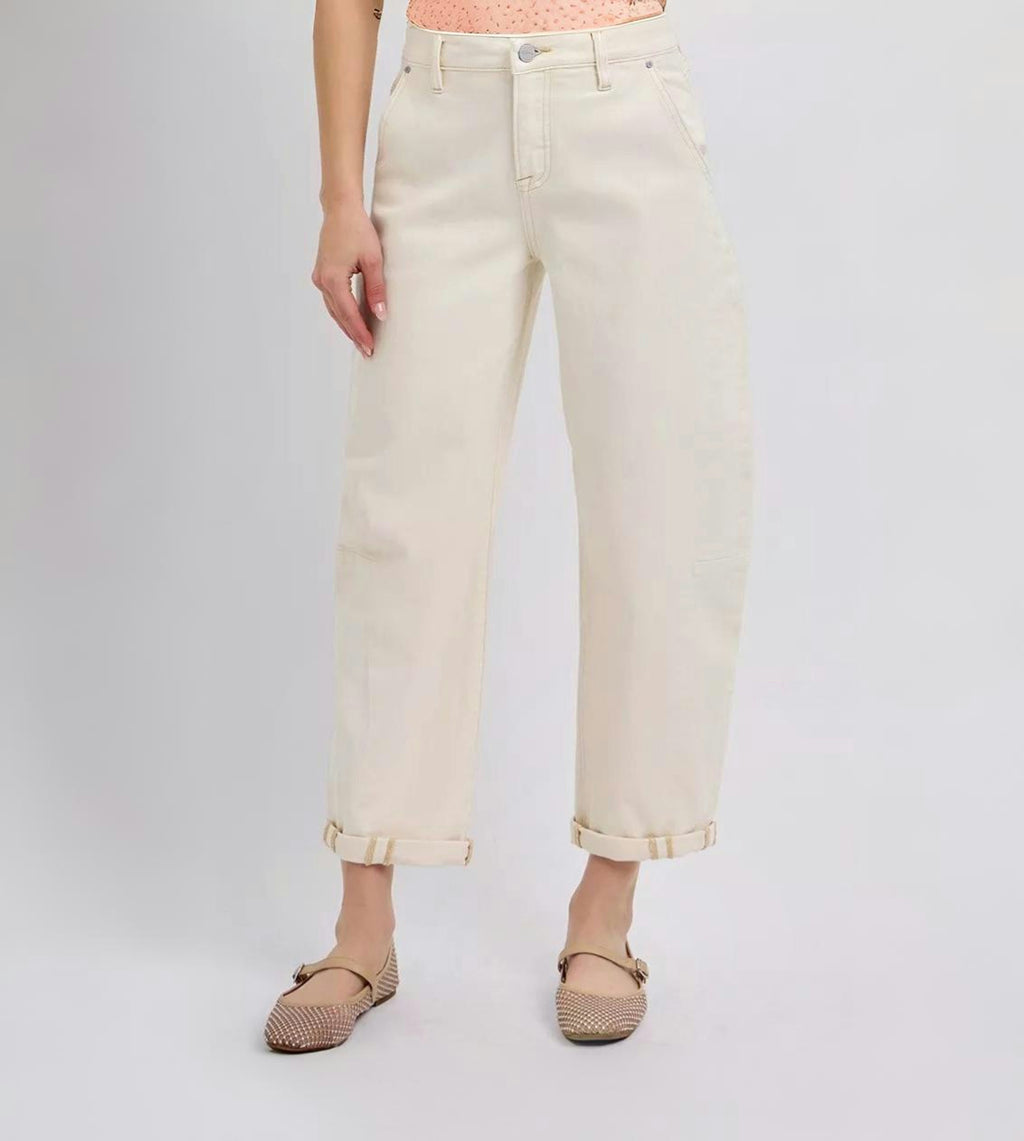 RISEN Women's Ankle Cuffed Barrel Jeans