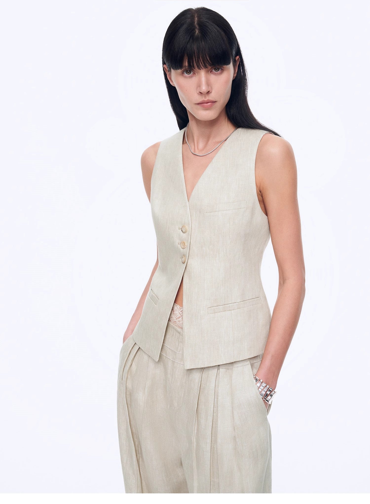 PREMIUM STYLE CO. LTD. | Women's Linen Vest & Trousers Suit Set
