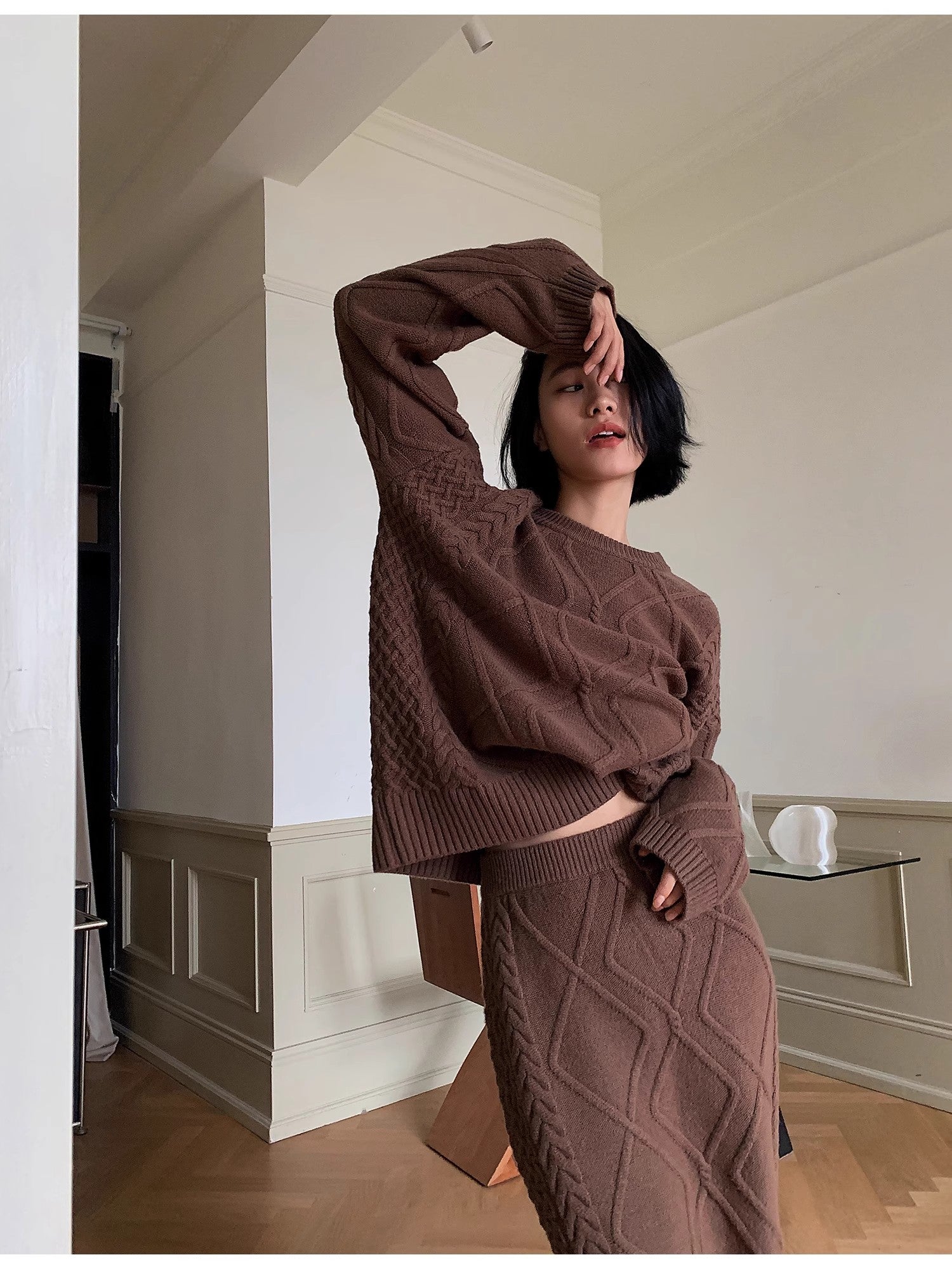 Women's Merino Wool Cable Skirt | Rosen Maiden