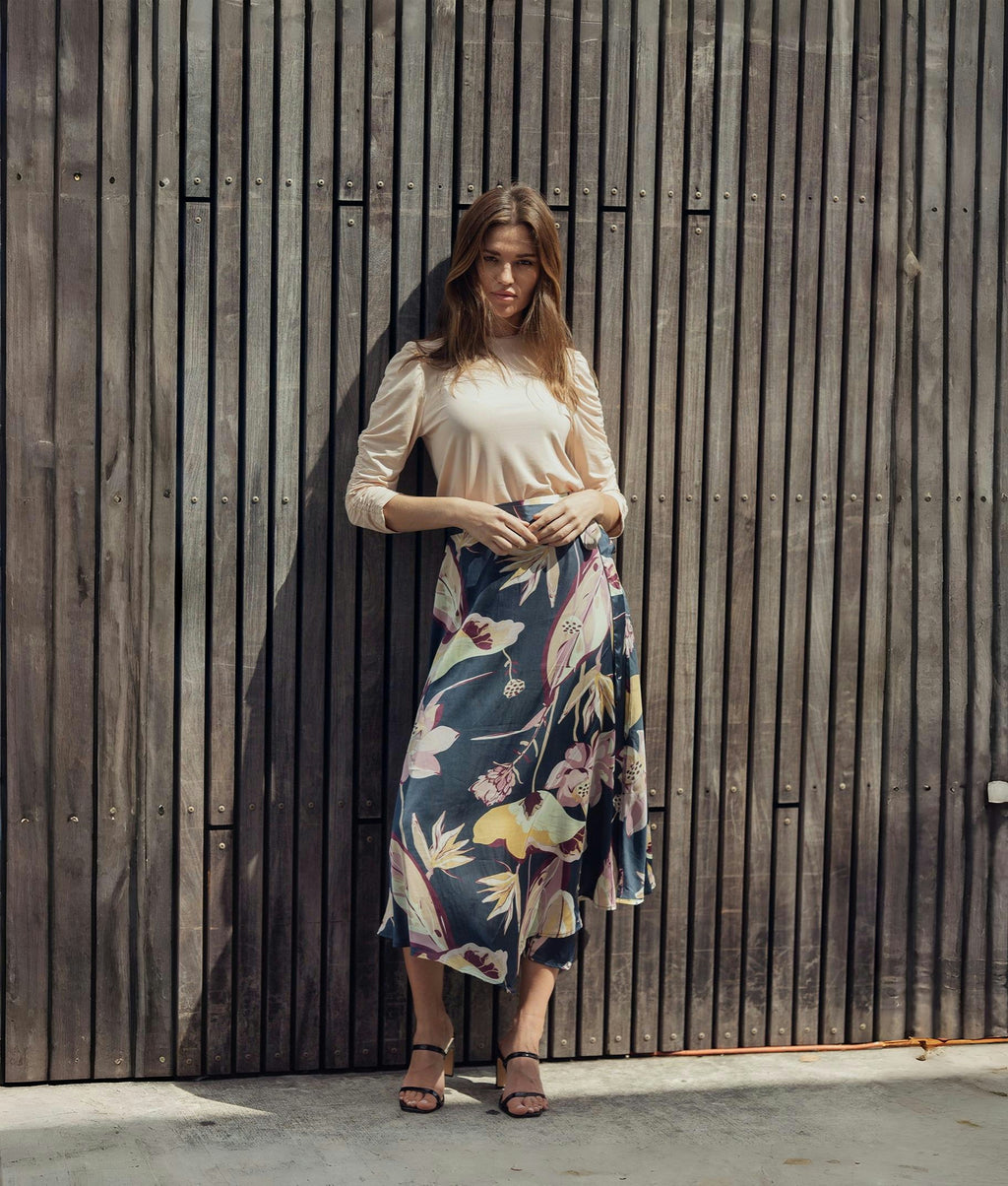 Profile NYC | Women's Silk Wrap Skirt in Floral Print