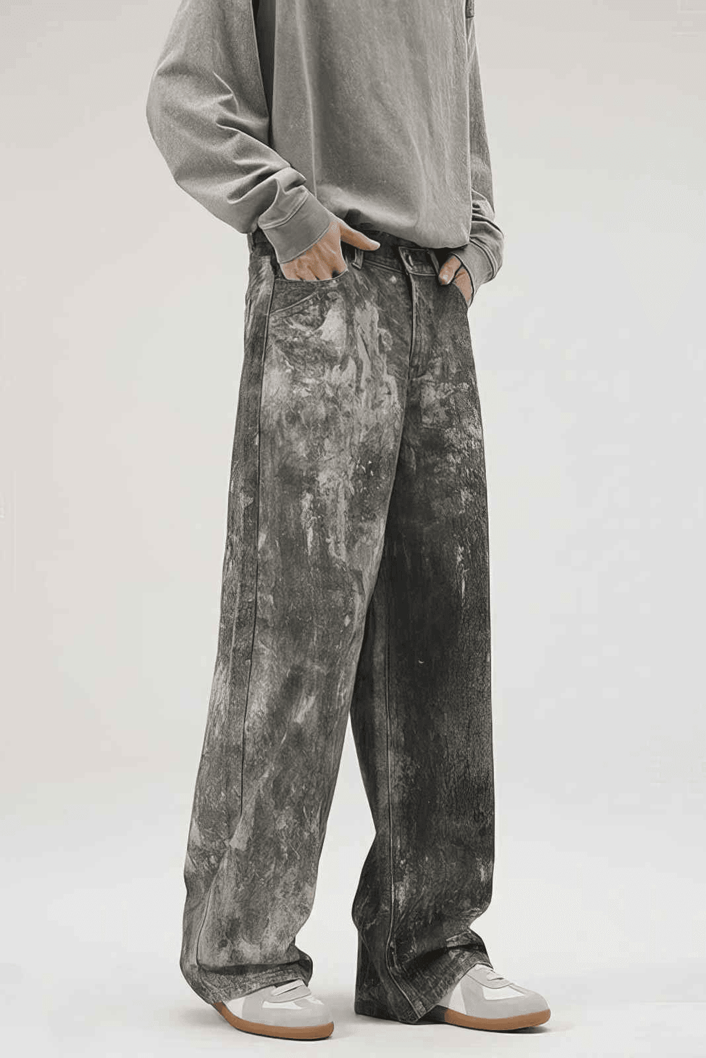 4inme | Men's Americana Ink Splash Wide-Leg Pants