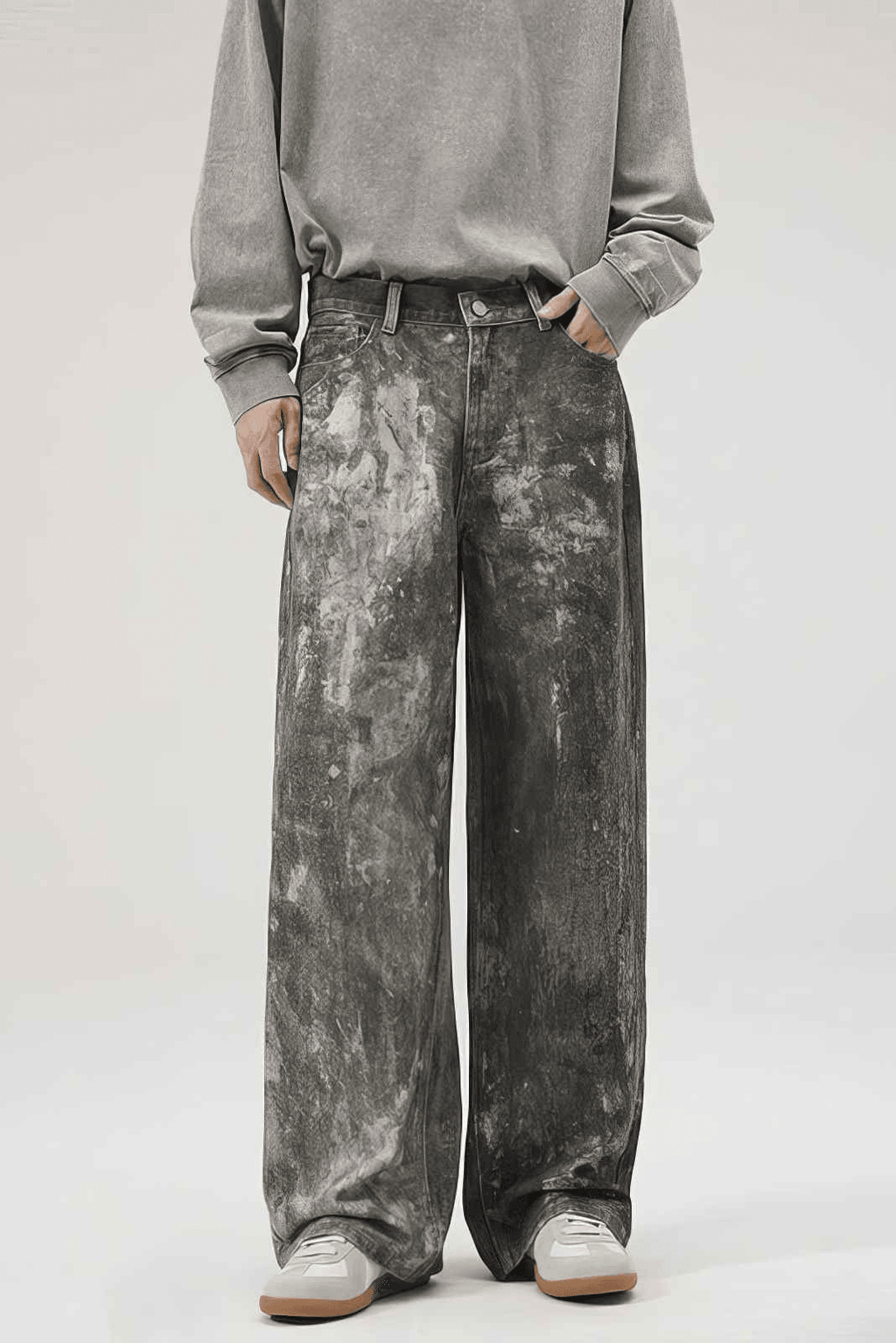 4inme | Men's Americana Ink Splash Wide-Leg Pants