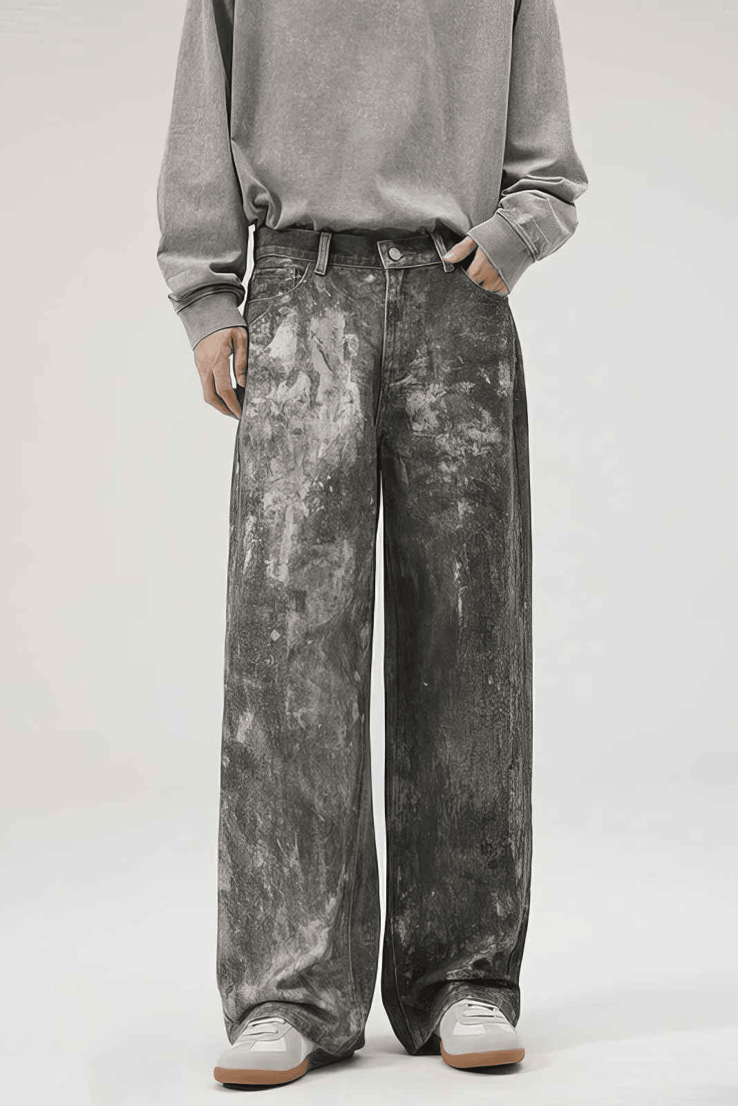 4inme | Men's Americana Ink Splash Wide-Leg Pants
