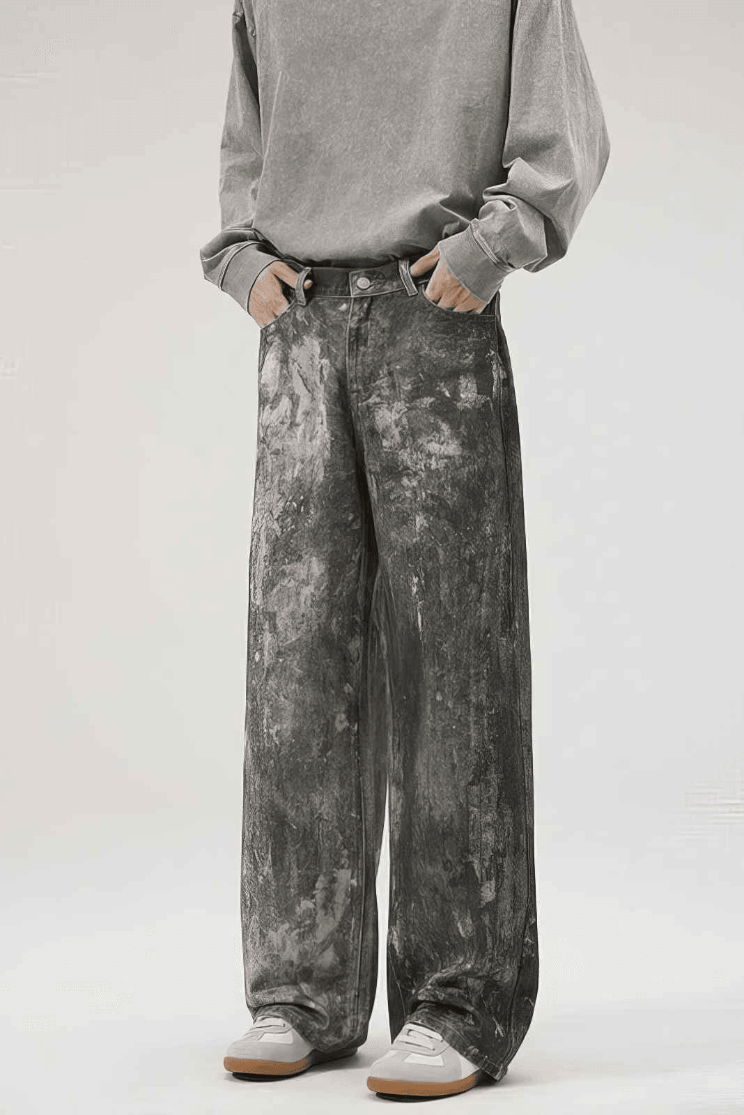4inme | Men's Americana Ink Splash Wide-Leg Pants