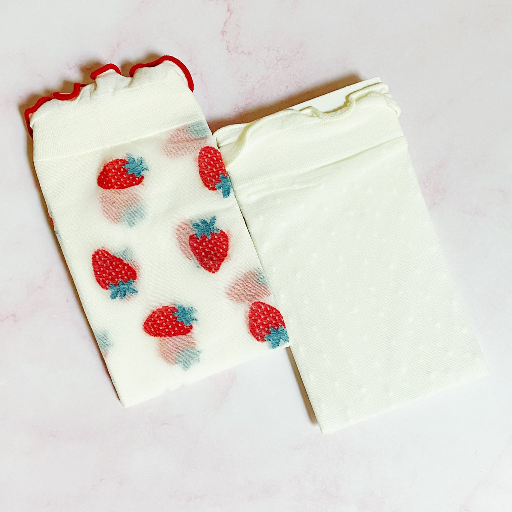 Ellison + Young | Dots & Strawberries (Sheer) Socks (Set of 2 Pairs)