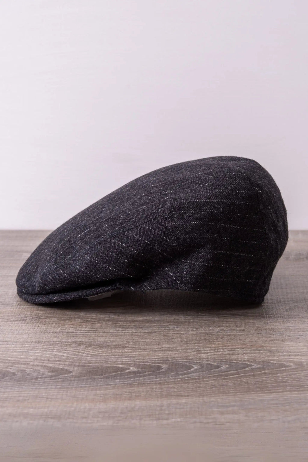 Claudio Mariani | Striped Dark Grey Wool Flat Cap
