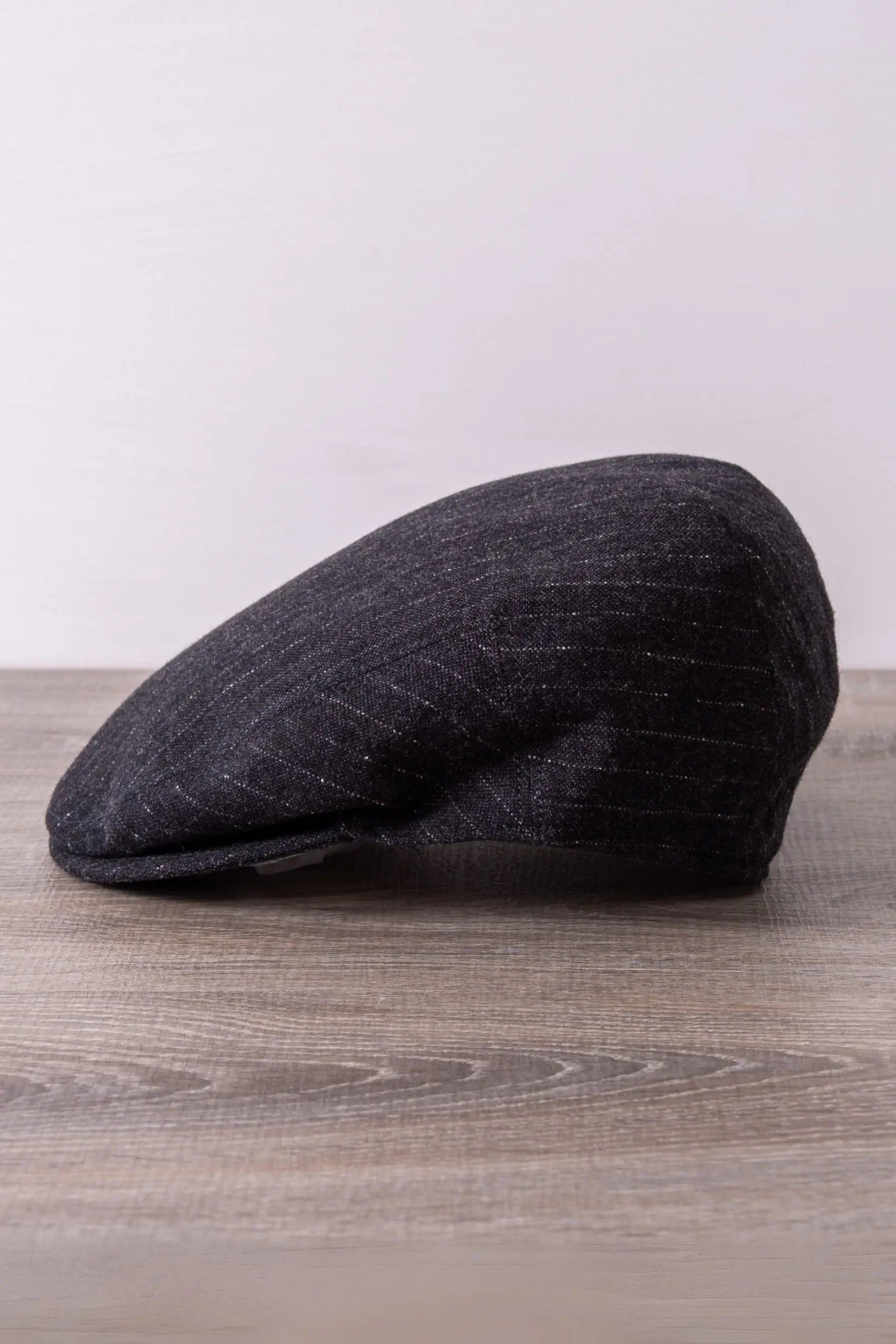 Claudio Mariani | Striped Dark Grey Wool Flat Cap