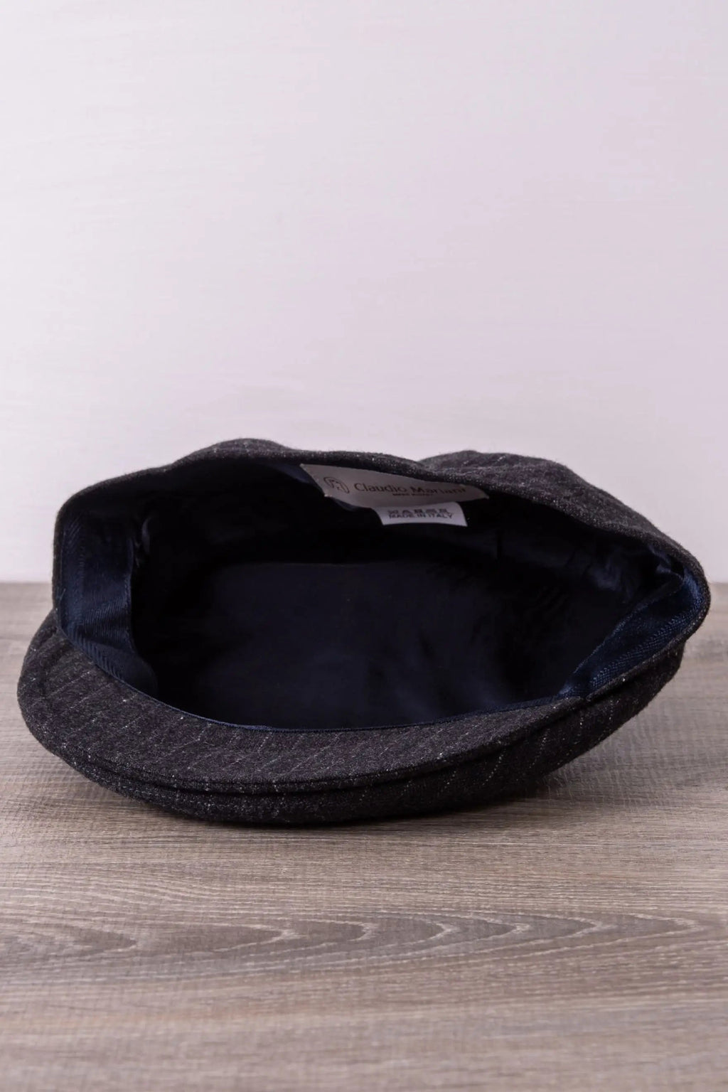 Claudio Mariani | Striped Dark Grey Wool Flat Cap