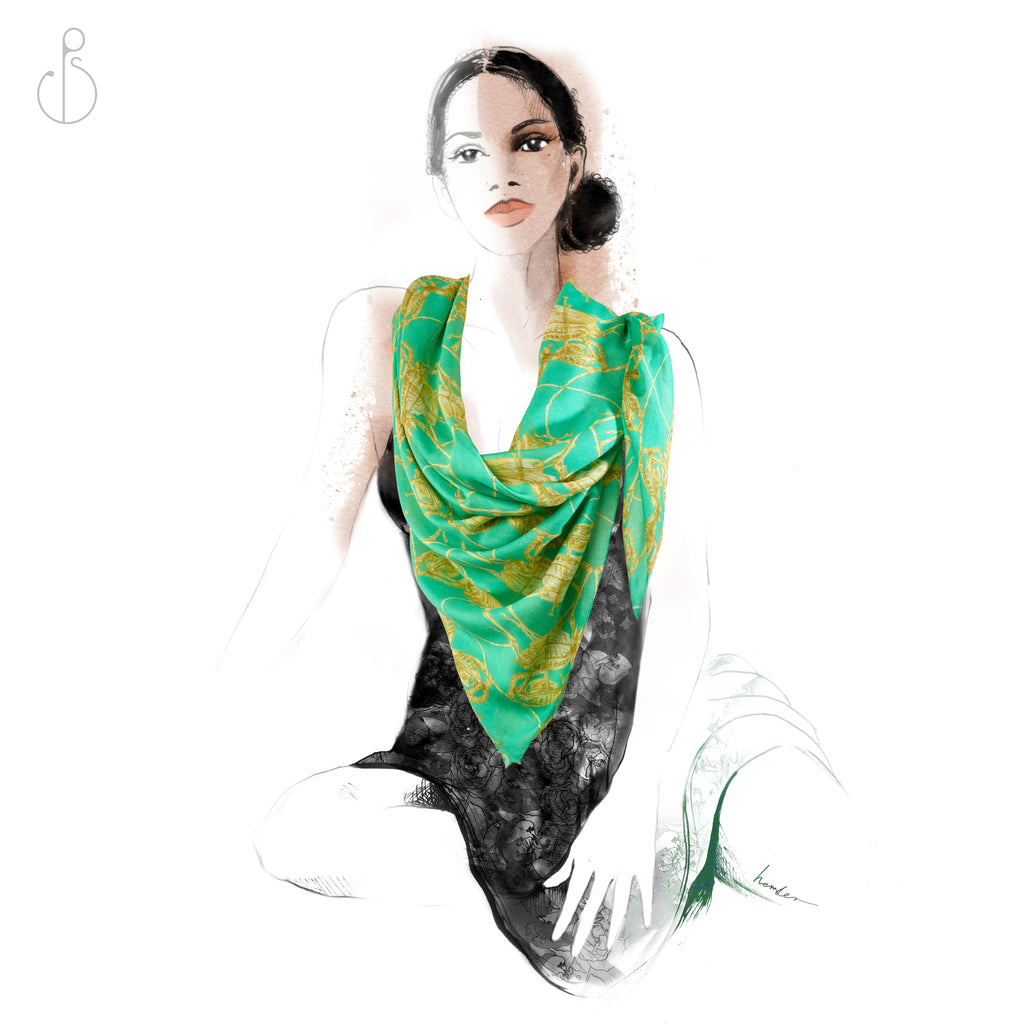 Philipp Sidler | Beech Tree Modal Scarf "Winged Crush" (55” X 55”)