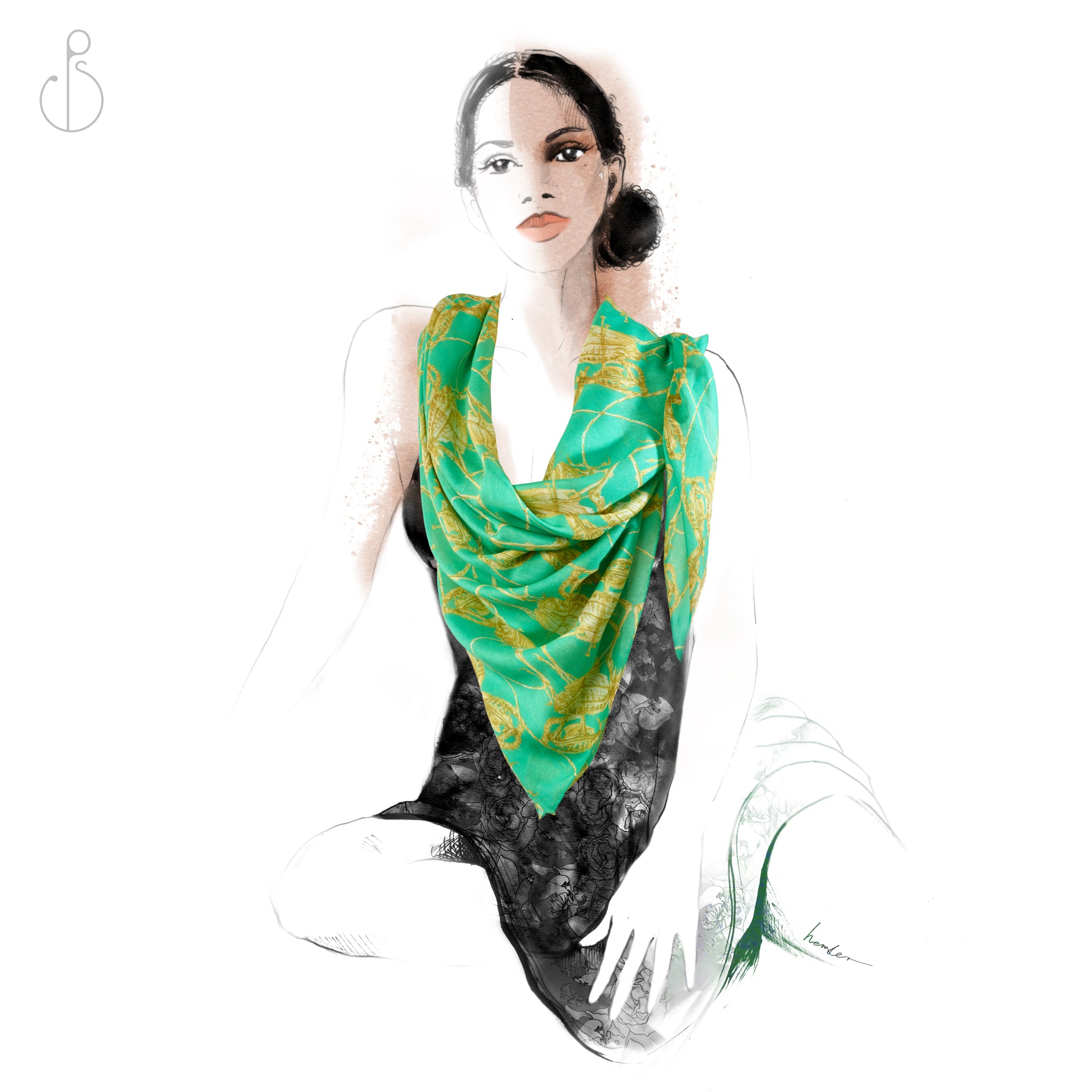 Philipp Sidler | Beech Tree Modal Scarf "Winged Crush" (55” X 55”)