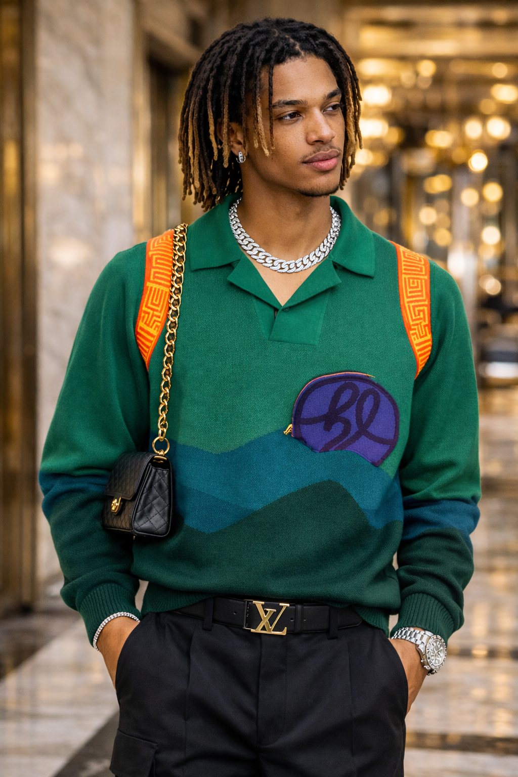 The Djites | Men's Mountain View Knit Cotton Polo Sweater