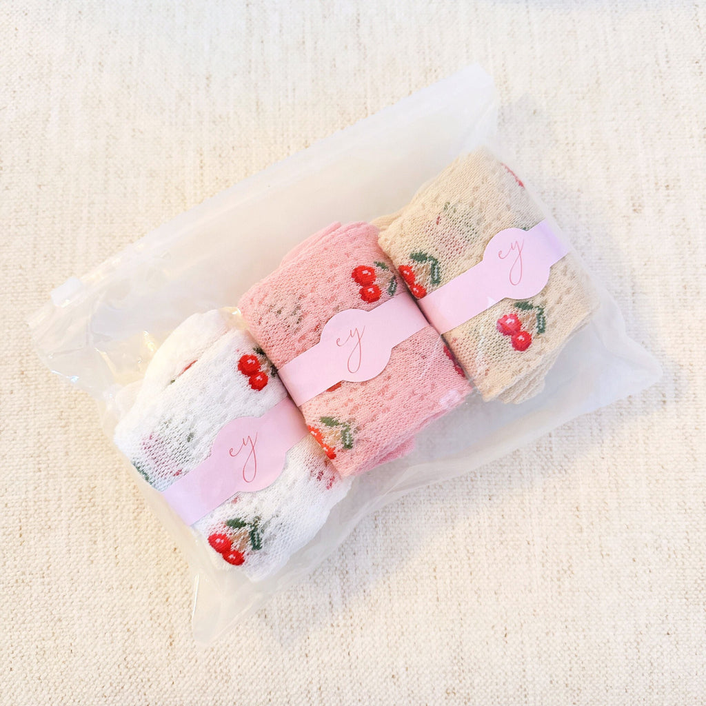 Ellison + Young | Sheer Cherry Socks (Set of 3 Pairs)