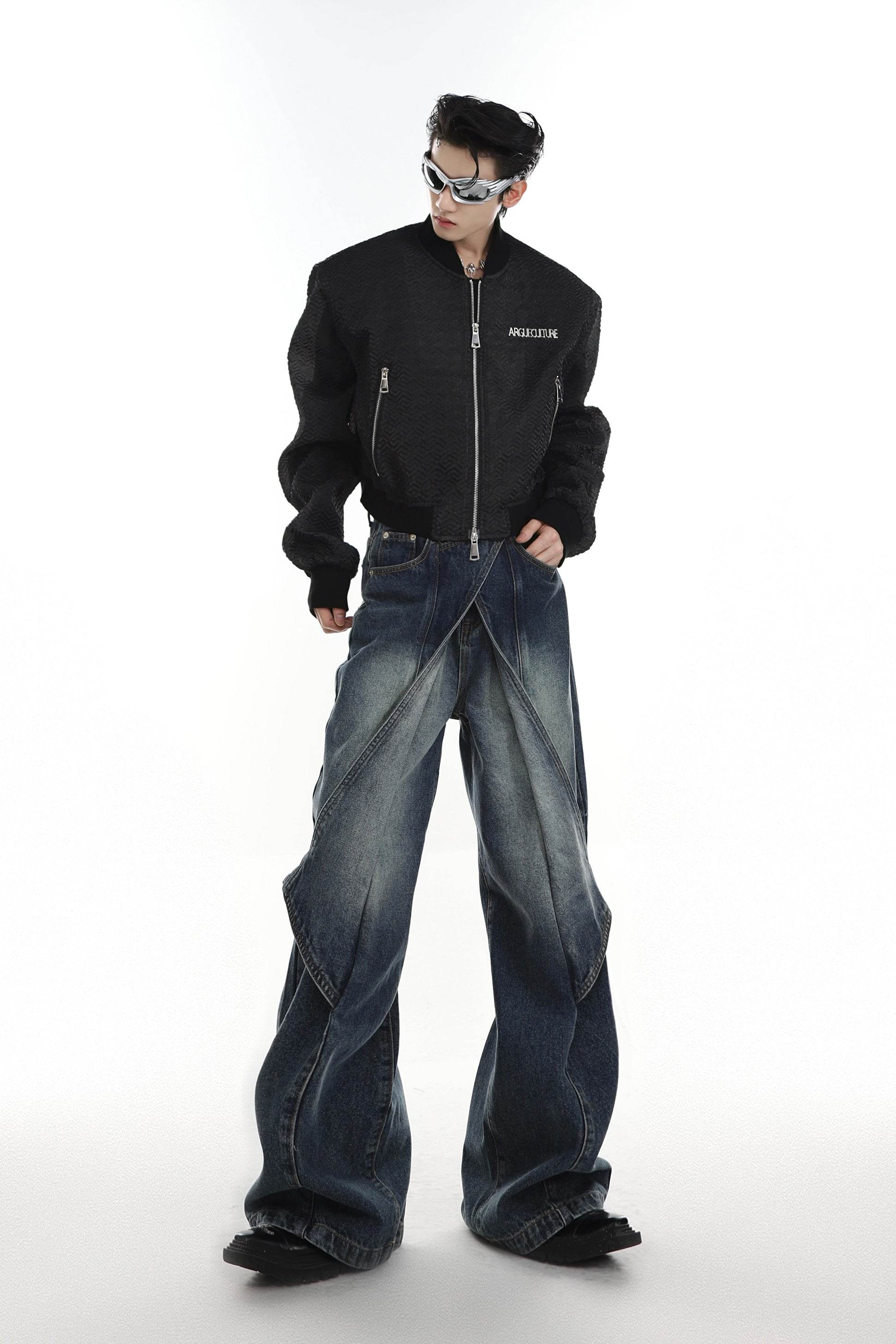 4inme | Men's Distressed Convertible Patchwork Jeans