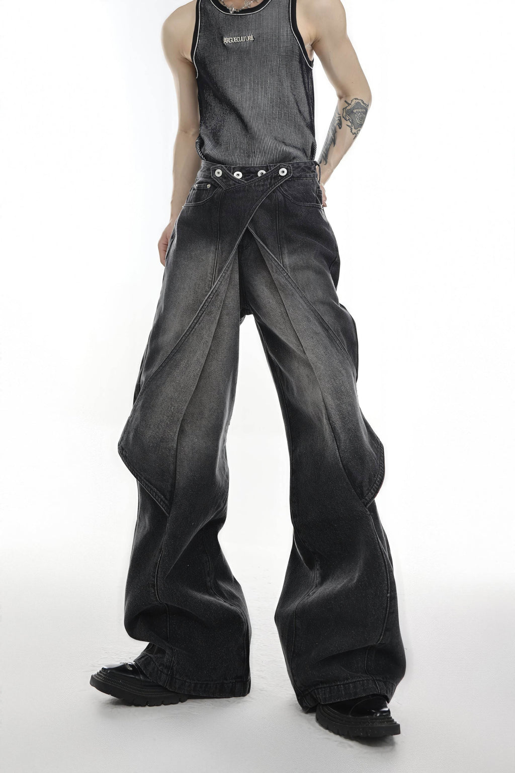 4inme | Men's Distressed Convertible Patchwork Jeans