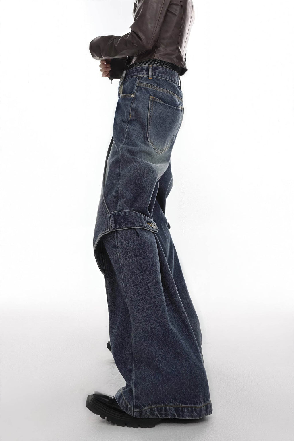 4inme | Men's Distressed Convertible Patchwork Jeans