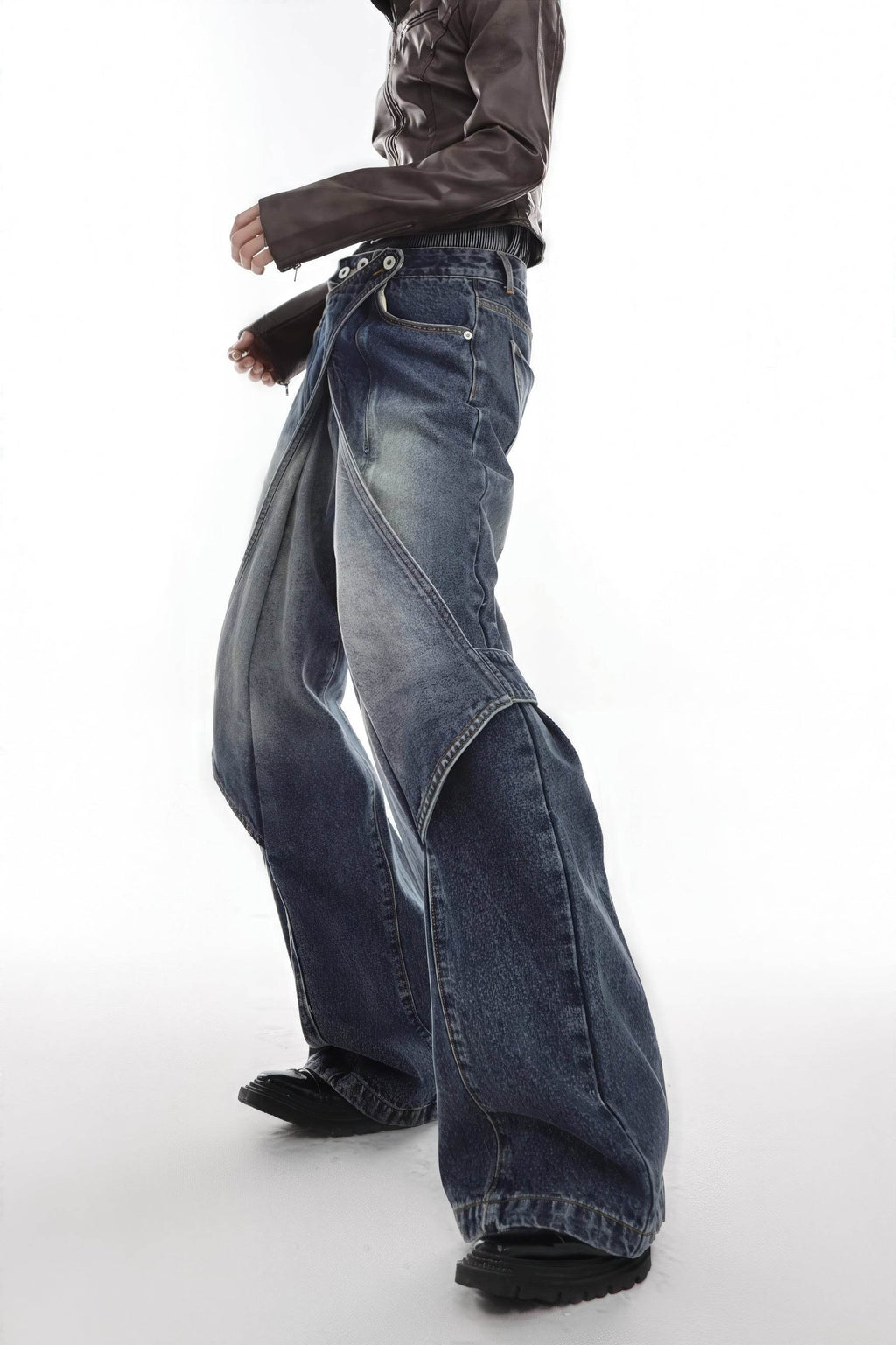 4inme | Men's Distressed Convertible Patchwork Jeans