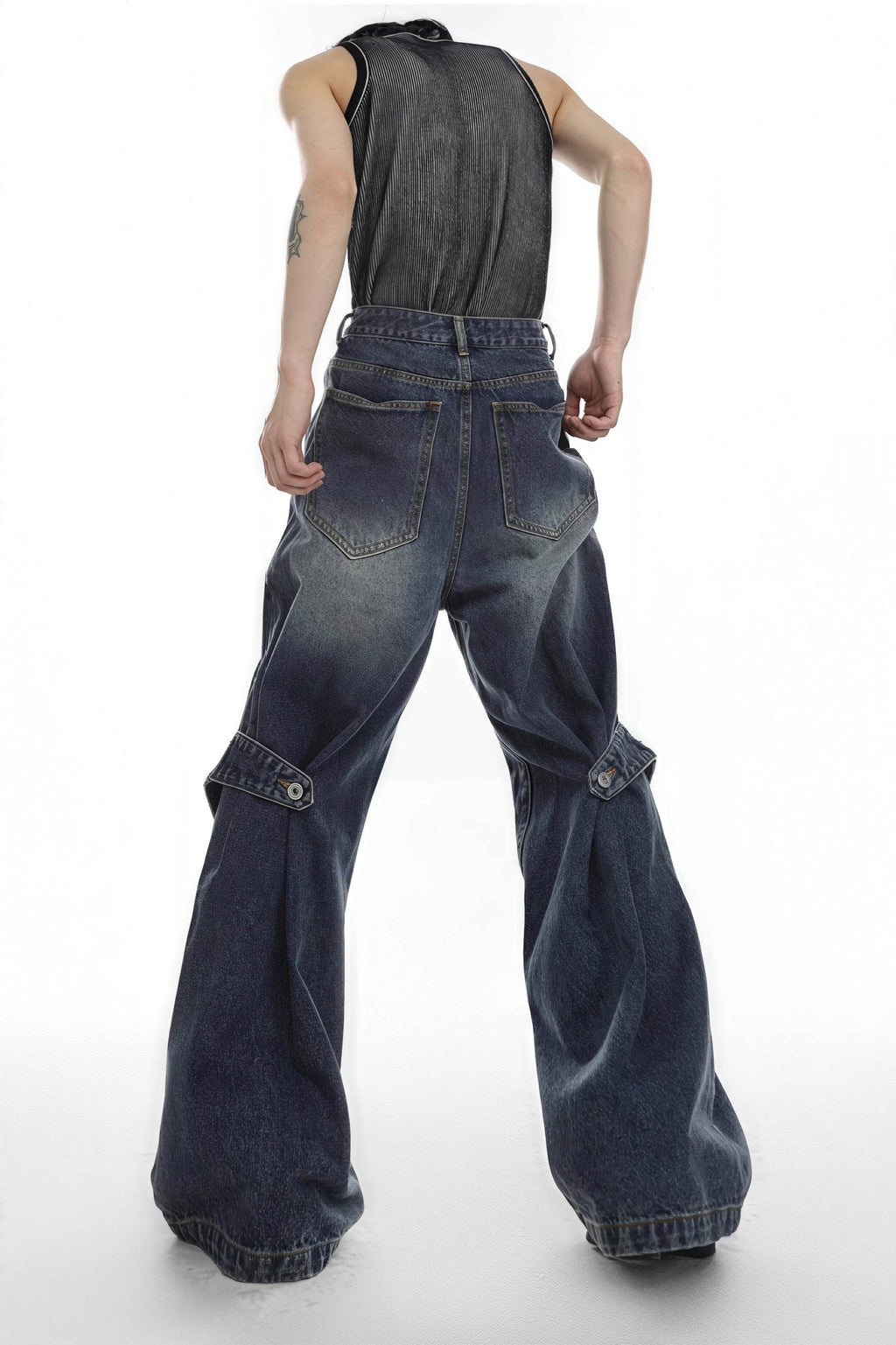 4inme | Men's Distressed Convertible Patchwork Jeans