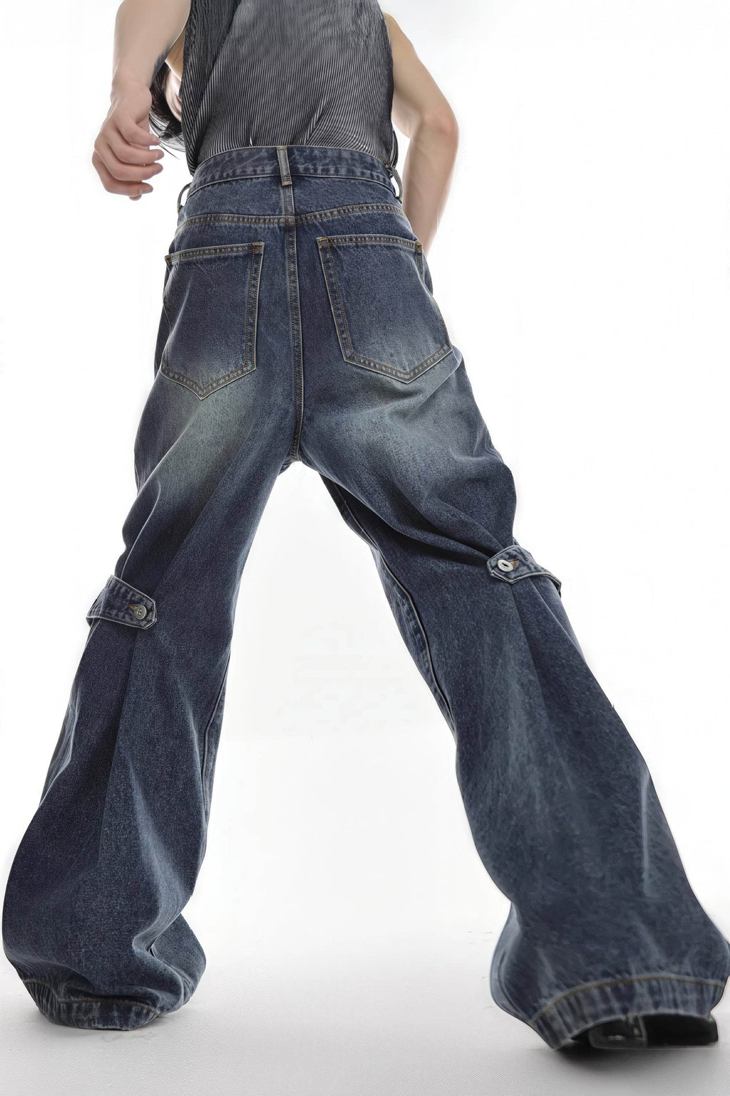 4inme | Men's Distressed Convertible Patchwork Jeans
