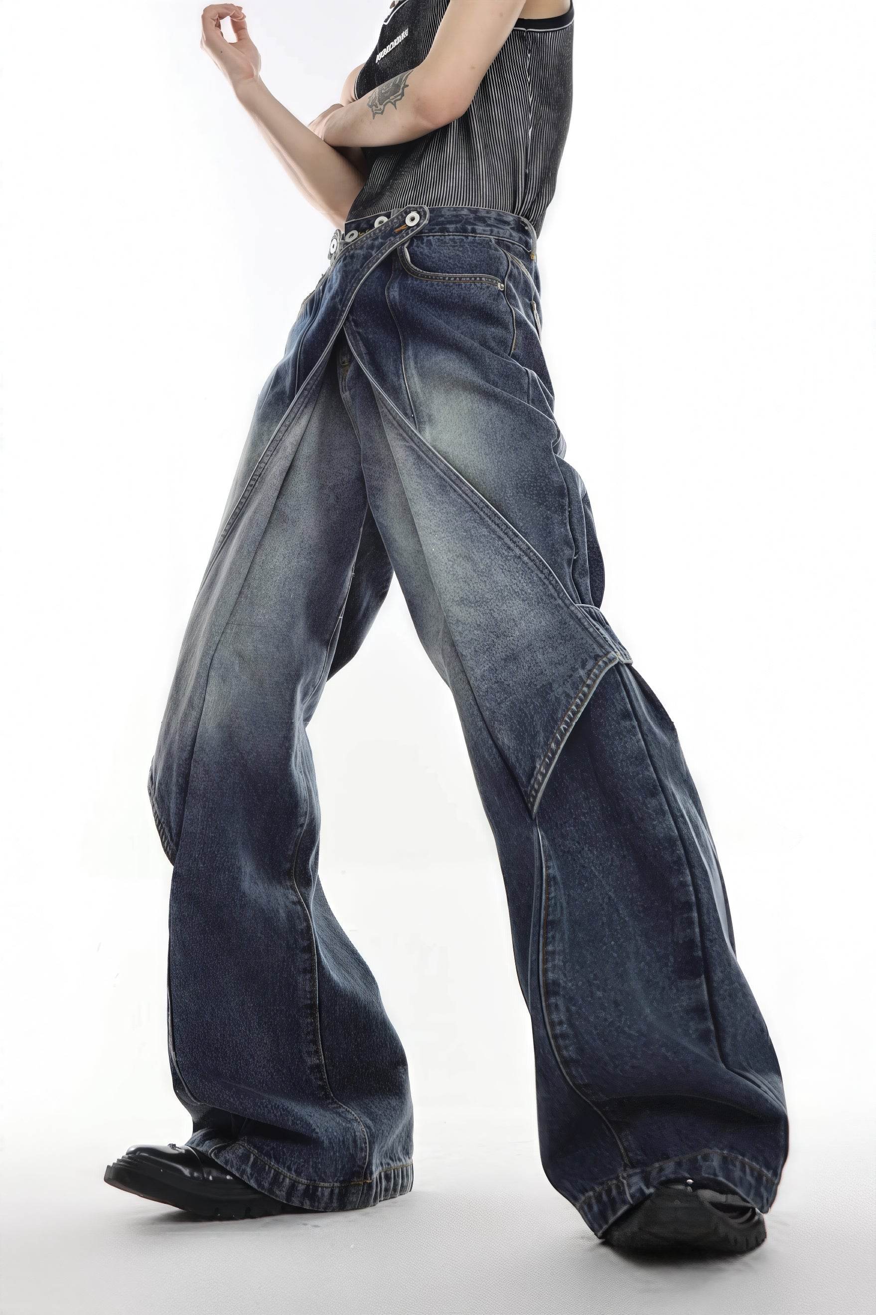 4inme | Men's Distressed Convertible Patchwork Jeans