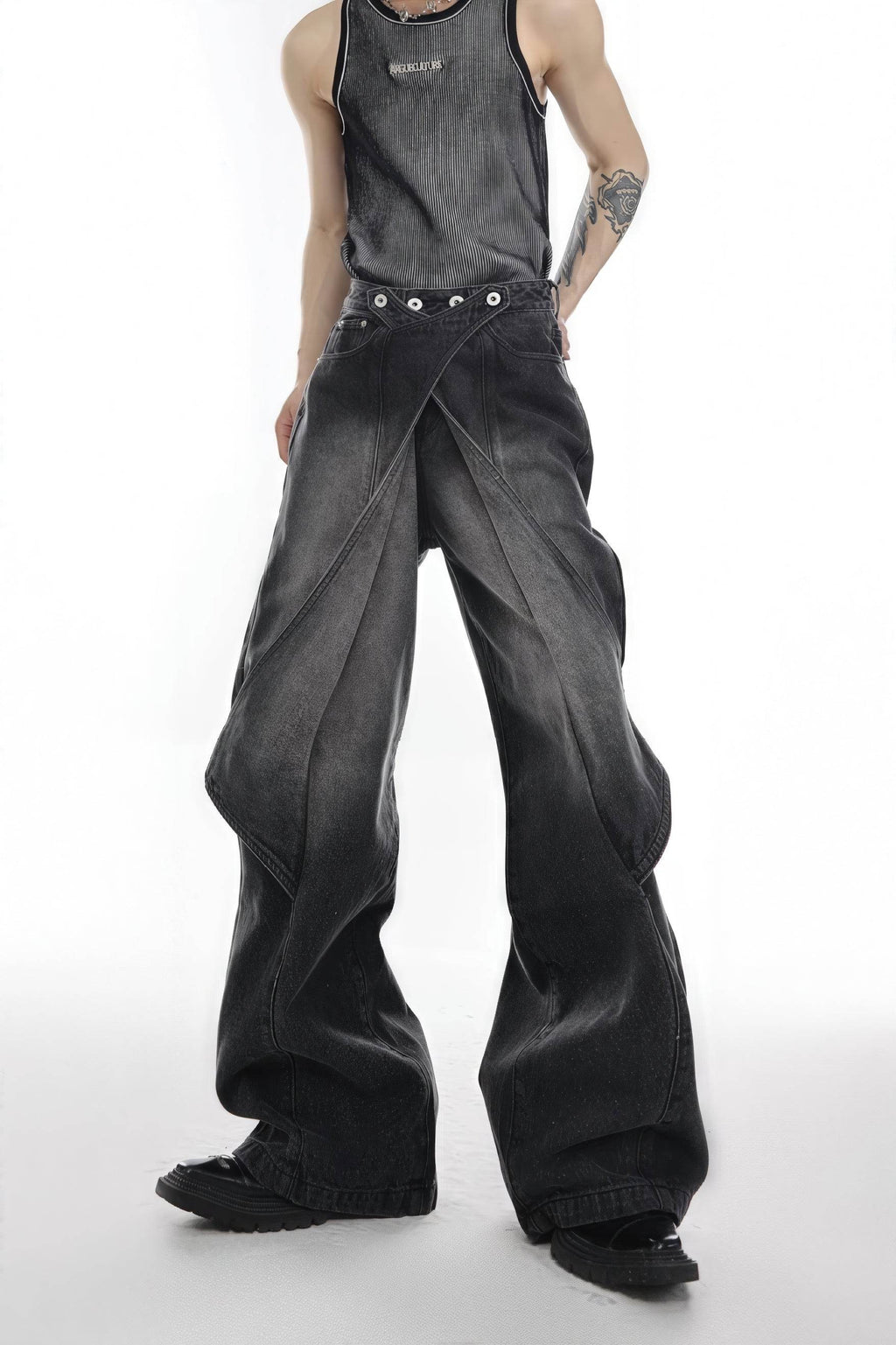 4inme | Men's Distressed Convertible Patchwork Jeans