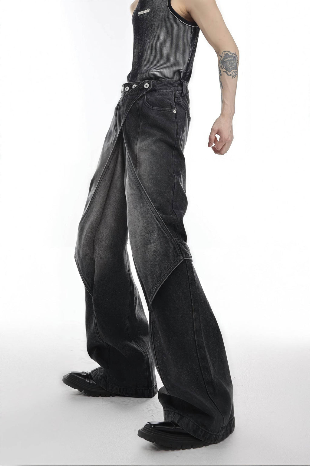 4inme | Men's Distressed Convertible Patchwork Jeans