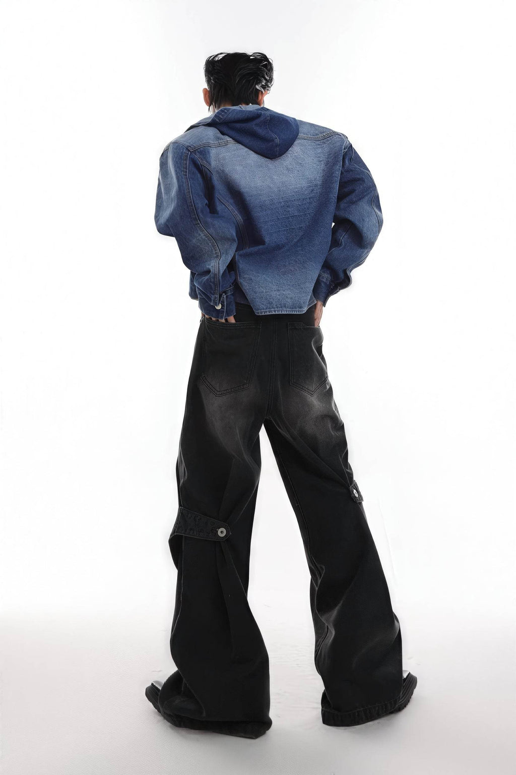 4inme | Men's Distressed Convertible Patchwork Jeans