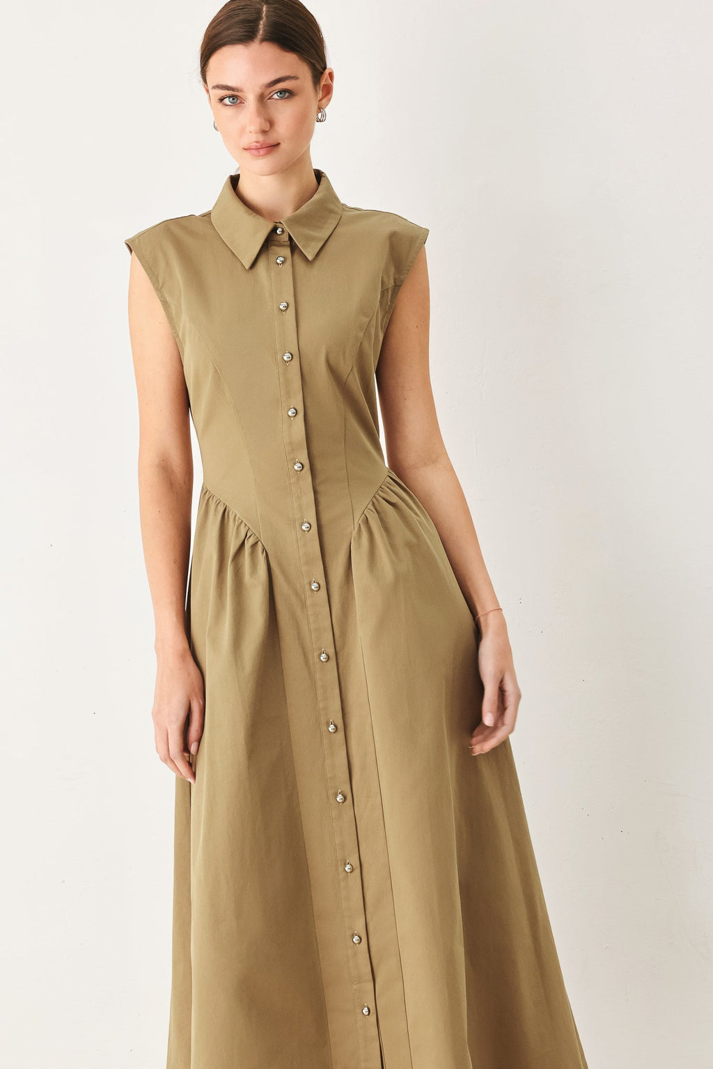 Flying Tomato | Women's Mocha Cotton Midi Dress